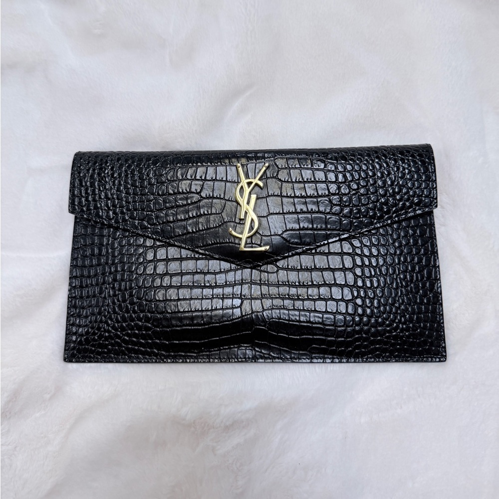 UPTOWN POUCH IN CROCODILE-EMBOSSED SHINY LEATHER - Picture 2 of 13
